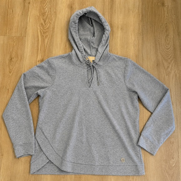 Michael Kors Tops - Michael Kors Womens Gray Crossover Tulip Hem V-Neck Hoodie Sweatshirt Size M‎